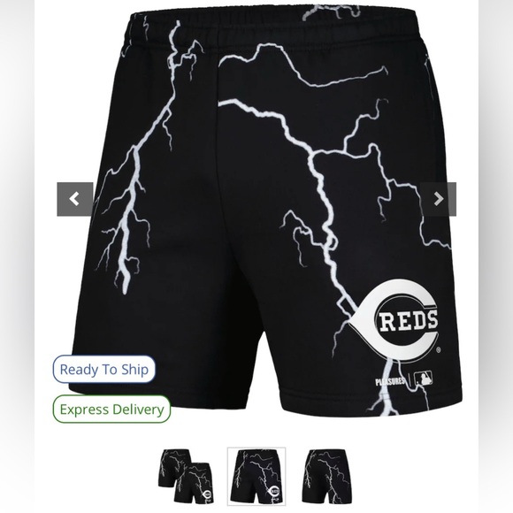 EXCLUSIVE Men’s Cincinatti Reds “PLEASURES Lightning Shorts” - Picture 1 of 4